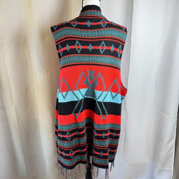 Back In The Saddle Southwestern Aztec Front Womens Size 1X Open Cardigan Poncho - Picture 7 of 7